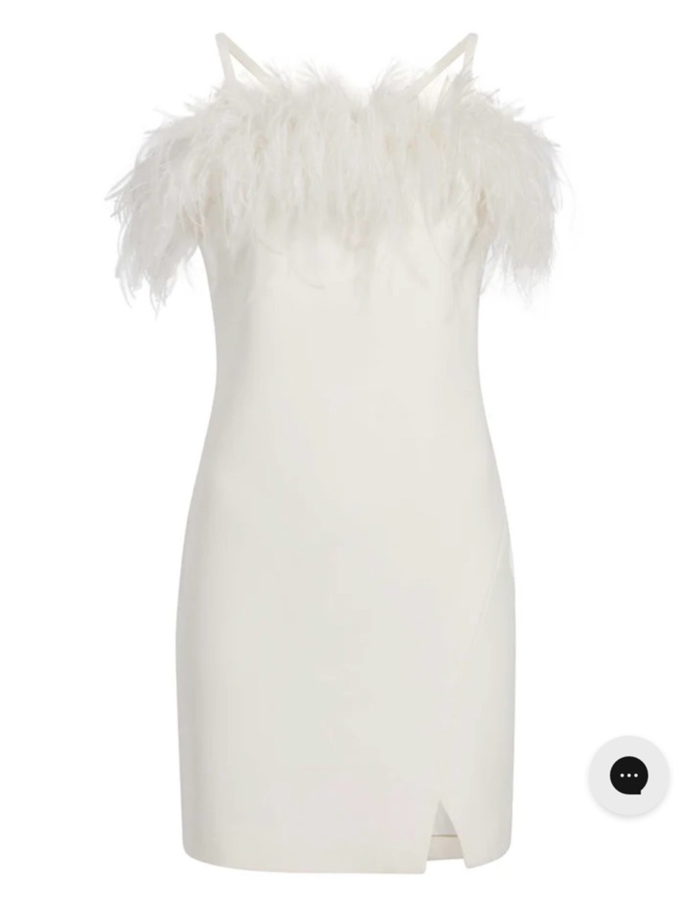 Likely White Feather Trim Spaghetti Strap Dress